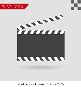 Vector art. Film clapper board icon Flat Style with red