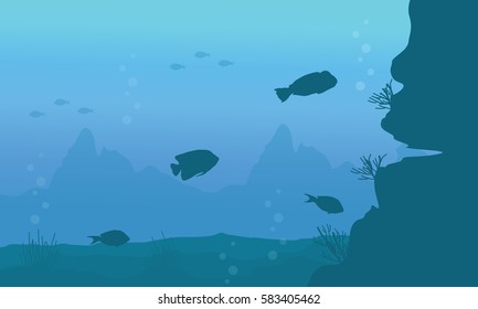 Vector art of fish and reef underwater landscape