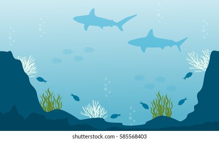 Vector art of fish underwater silhouettes