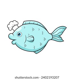 Vector art of a fish wearing a chef's hat