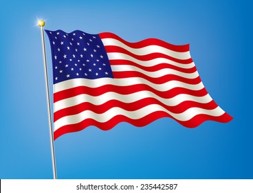Vector art flags waving illustration: USA
