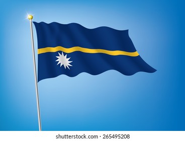 Vector art flags waving illustration: Nauru