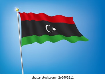 Vector art flags waving illustration: Libya