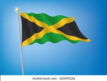 Vector art flags waving illustration: Jamaica