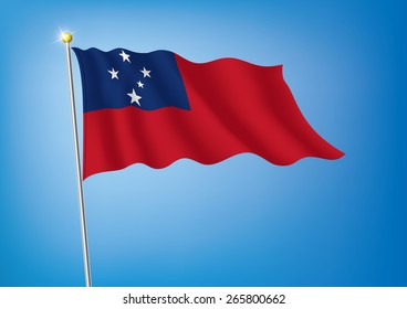 Vector art flags waving illustration: Samoa