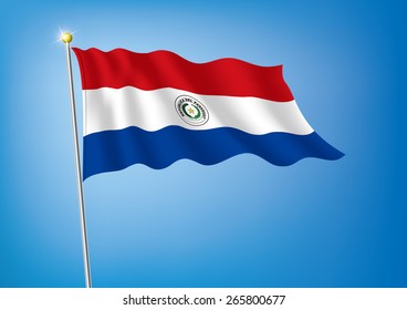 Vector art flags waving illustration: Paraguay