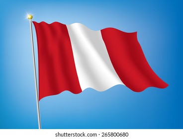 Vector art flags waving illustration: Peru