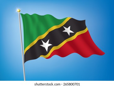 Vector art flags waving illustration: Saint Kitts and Nevis