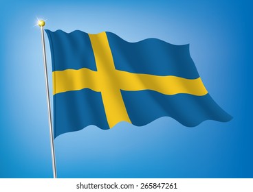 Vector art flags waving illustration: Sweden
