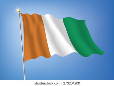 Vector art flags waving illustration: Ivory Coast