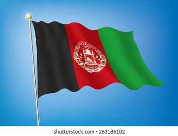 Vector art flags waving illustration:Afghanistan