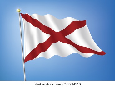 Vector art flags waving illustration:alabama