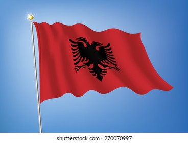 Vector art flags waving illustration:Albania
