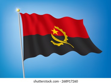 Vector art flags waving illustration:Angola