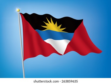Vector art flags waving illustration:antigua and barbuda