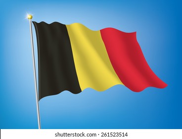 Vector art flags waving illustration:Belgium