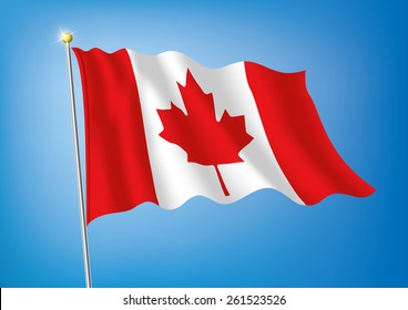 Vector art flags waving illustration:Canada