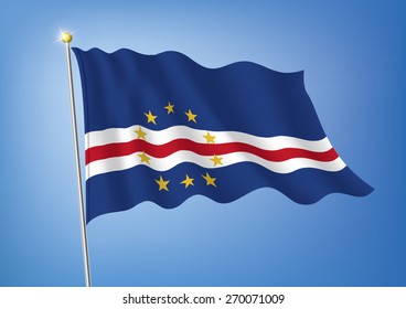 Vector art flags waving illustration:Cape Verdean