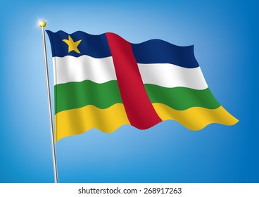 Vector art flags waving illustration:Central African Republic