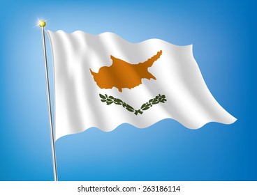 Vector art flags waving illustration:Cyprus