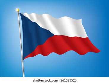 Vector art flags waving illustration:Czech Republic