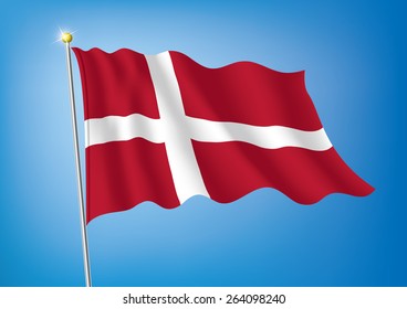 Vector art flags waving illustration:Denmark