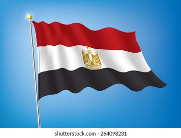 Vector art flags waving illustration:Egypt