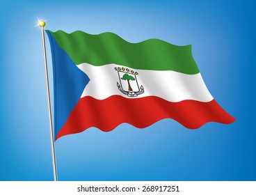 Vector art flags waving illustration:Equatorial Guinea