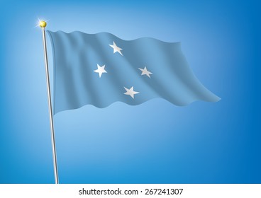Vector art flags waving illustration:Federated States of Micronesia