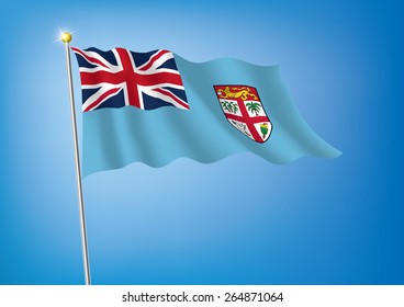 Vector art flags waving illustration:Fiji