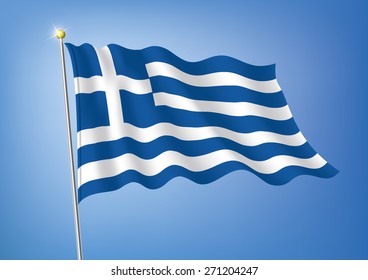 Vector art flags waving illustration:Greece