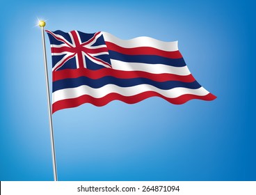 Vector art flags waving illustration:Hawaii