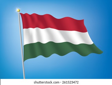 Vector art flags waving illustration:Hungary