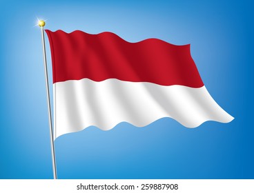 Vector art flags waving illustration:Indonesia