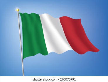 Vector art flags waving illustration:Italy