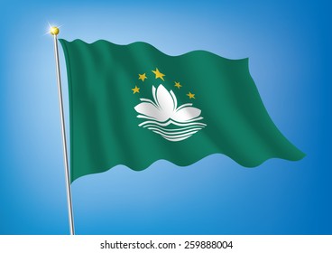 Vector art flags waving illustration:Macau (China)