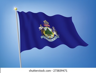 Vector art flags waving illustration:Maine