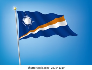 Vector art flags waving illustration:Marshall Islands