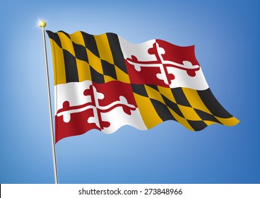 Vector art flags waving illustration:Maryland