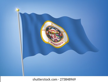 Vector art flags waving illustration:Minnesota