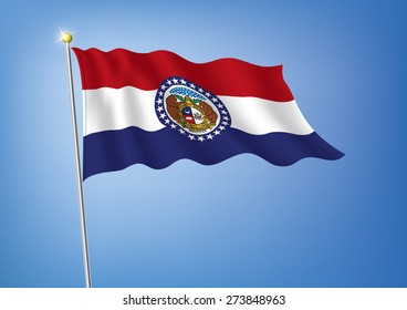 Vector art flags waving illustration:Missouri