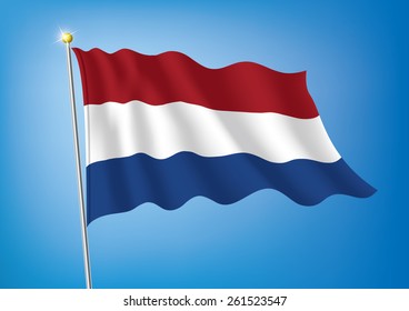 Vector art flags waving illustration:Netherlands