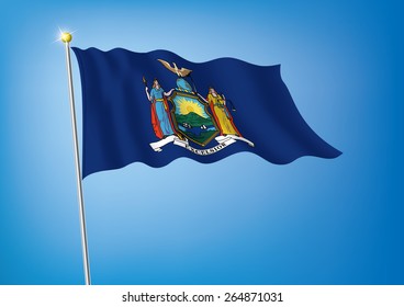 Vector art flags waving illustration:New York