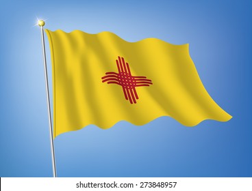 Vector art flags waving illustration:New Mexico