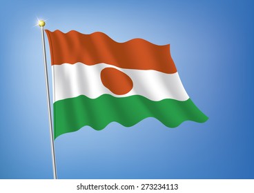 Vector art flags waving illustration:Niger