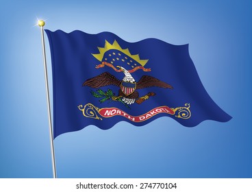 Vector art flags waving illustration:North Dakota