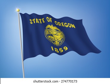 Vector art flags waving illustration:Oregon