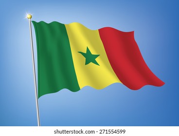 Vector art flags waving illustration:Senegal
