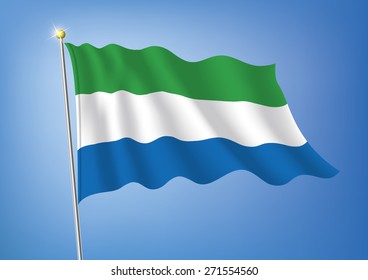Vector art flags waving illustration:Sierra Leone