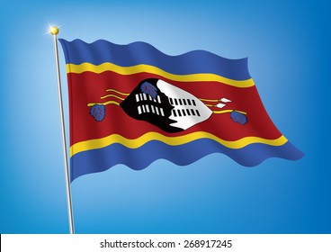 Vector art flags waving illustration:Swaziland